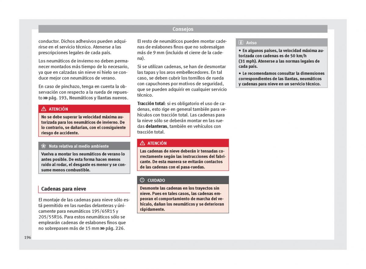 Seat Altea manual del propietario / page 198