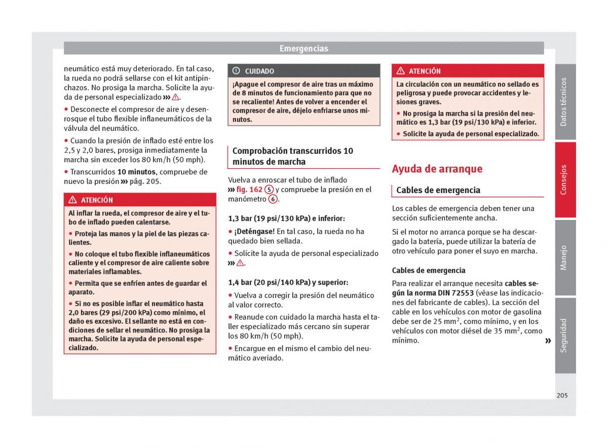 Seat Altea manual del propietario / page 207