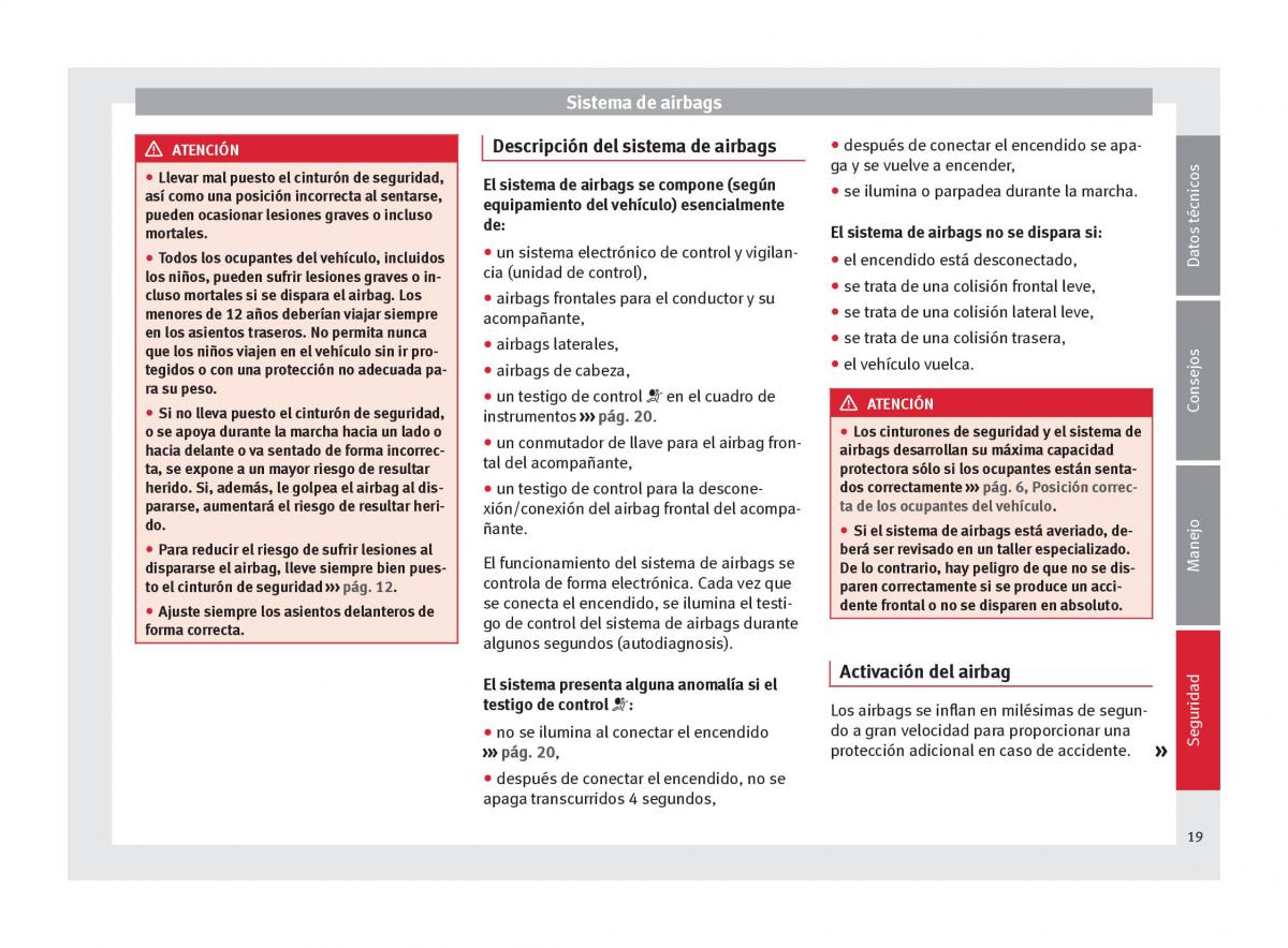 Seat Altea manual del propietario / page 21