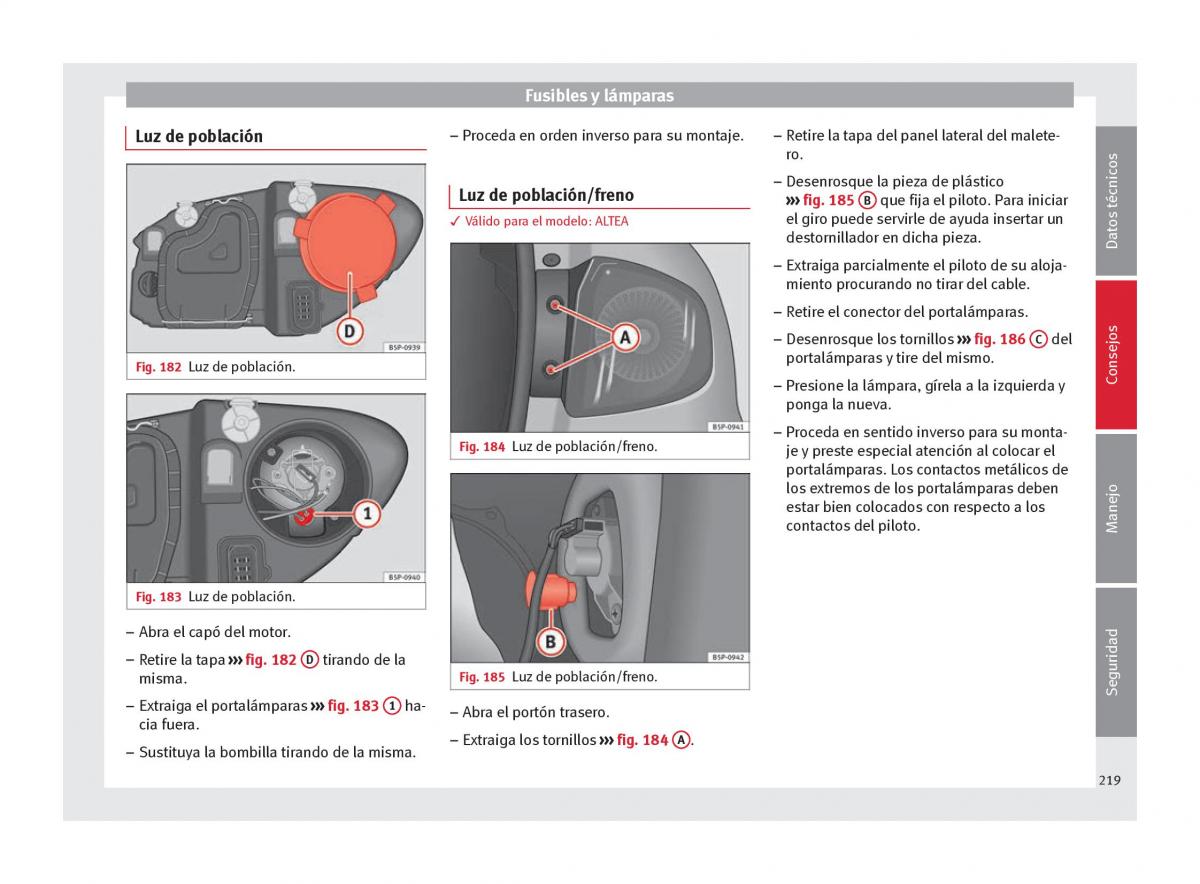 Seat Altea manual del propietario / page 221