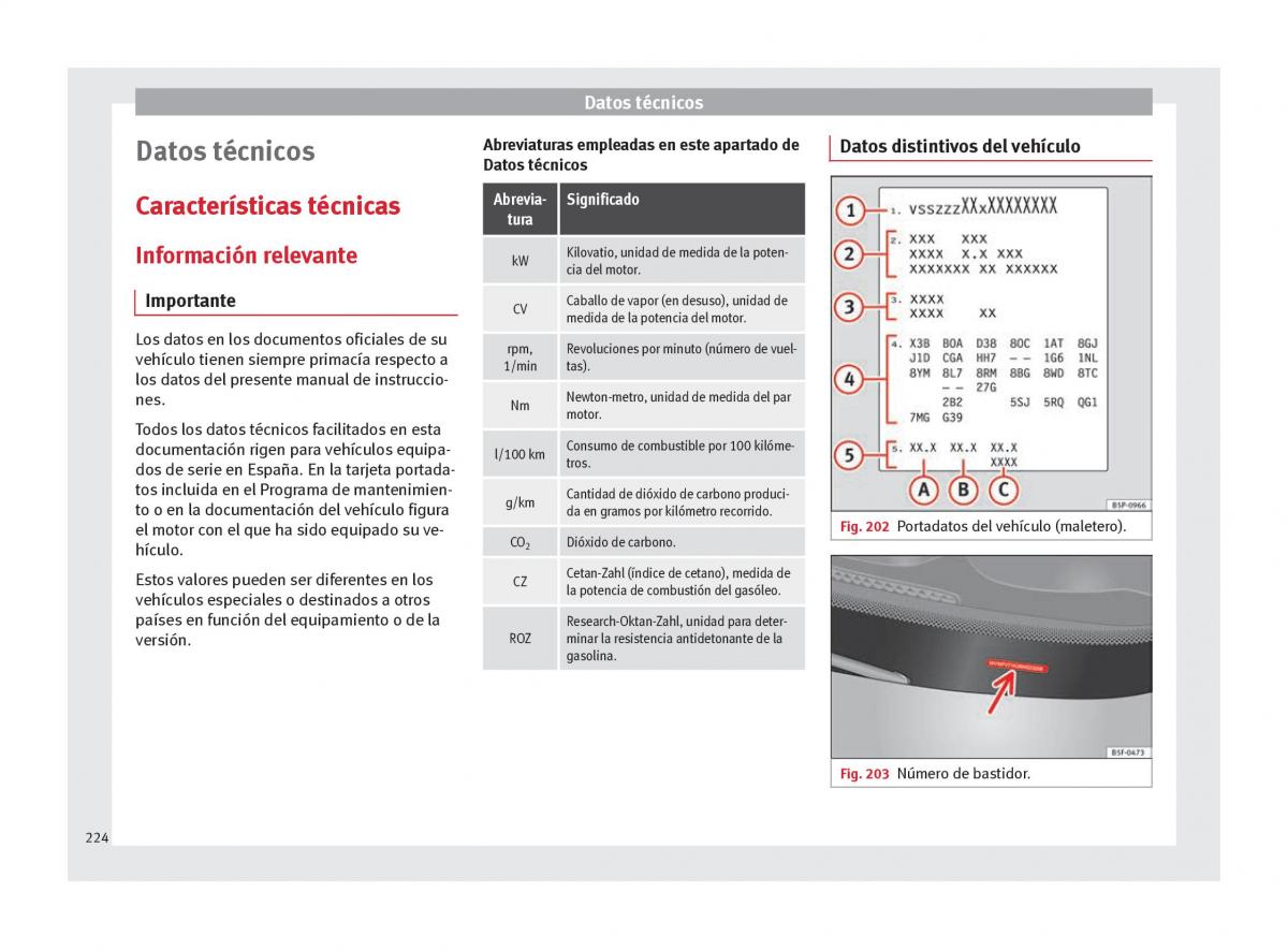 Seat Altea manual del propietario / page 226