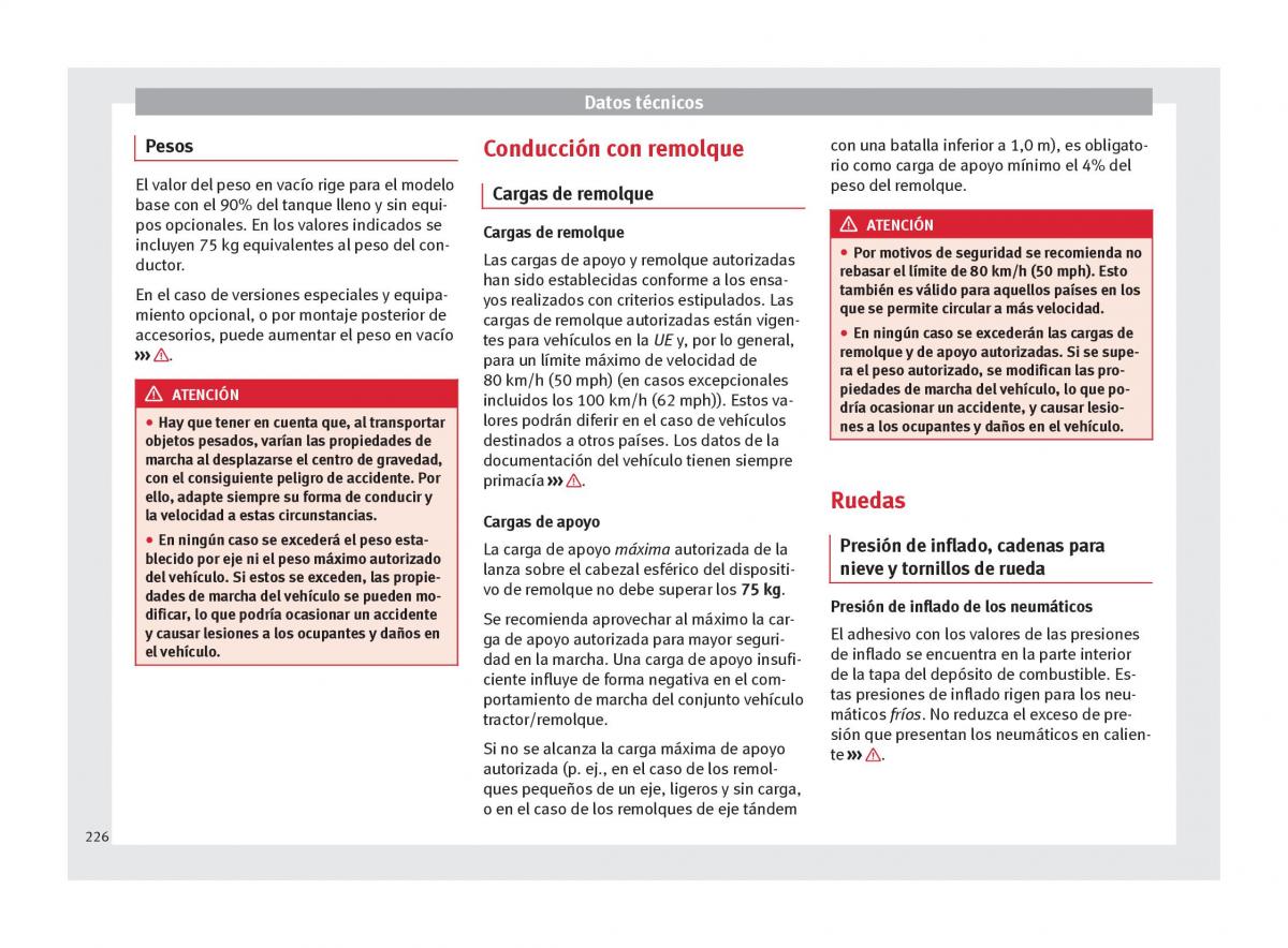 Seat Altea manual del propietario / page 228