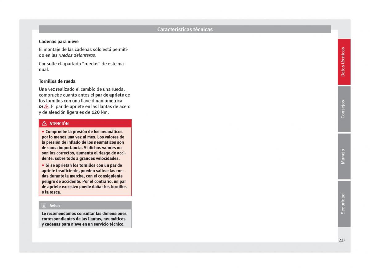 Seat Altea manual del propietario / page 229