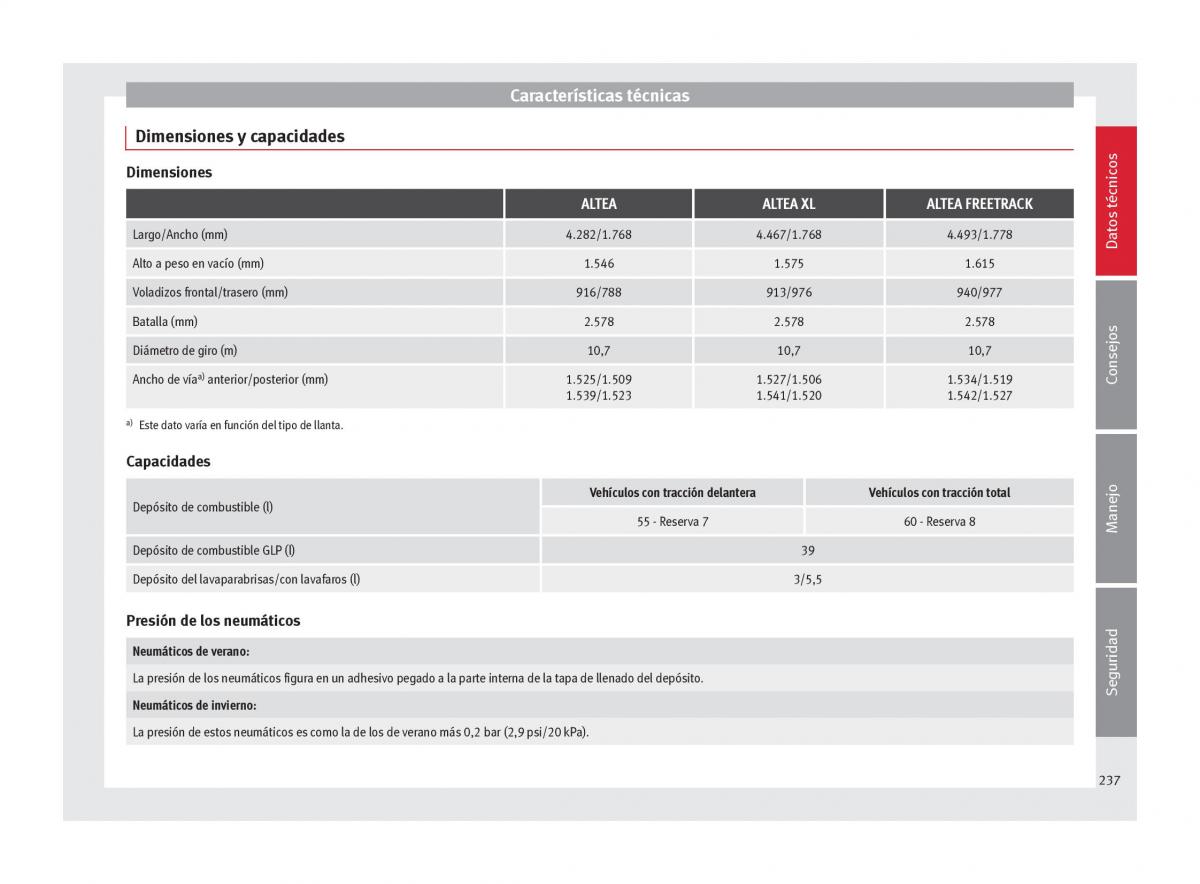 Seat Altea manual del propietario / page 239