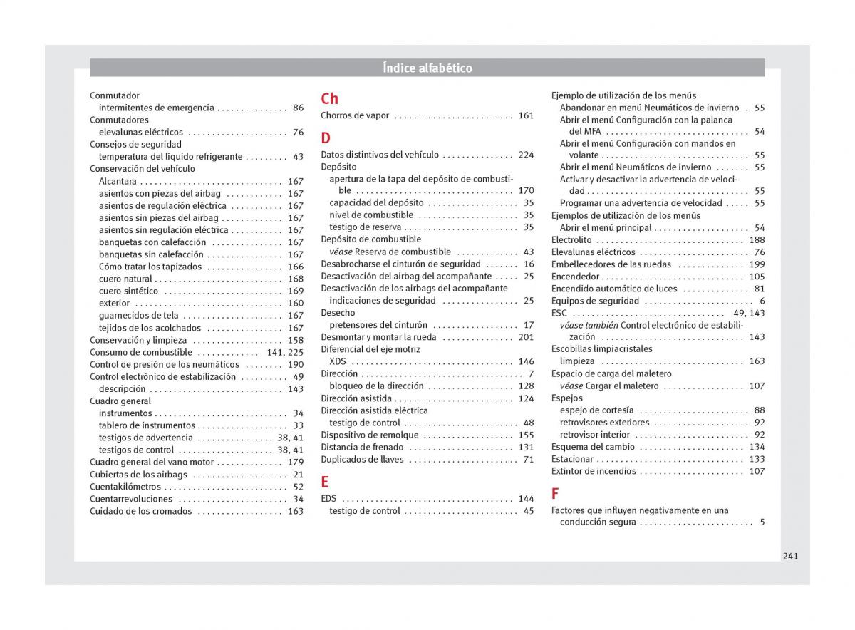 Seat Altea manual del propietario / page 243