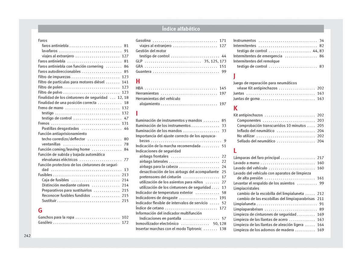 Seat Altea manual del propietario / page 244