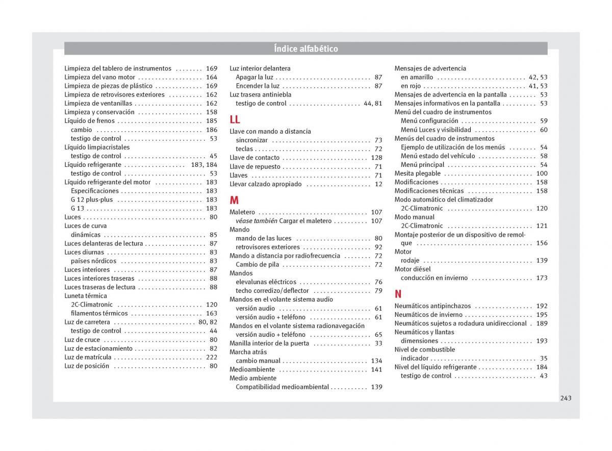 Seat Altea manual del propietario / page 245