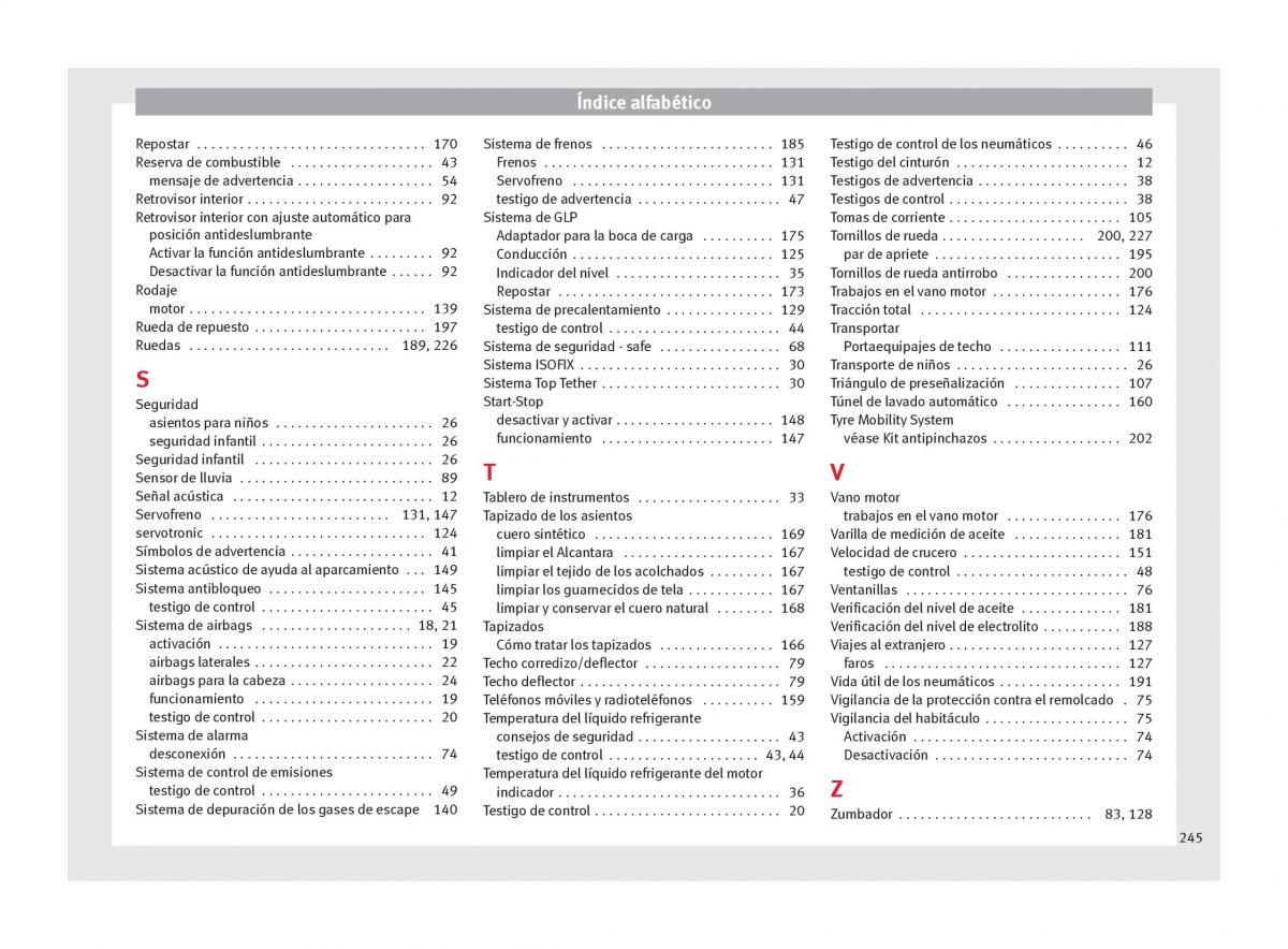 Seat Altea manual del propietario / page 247