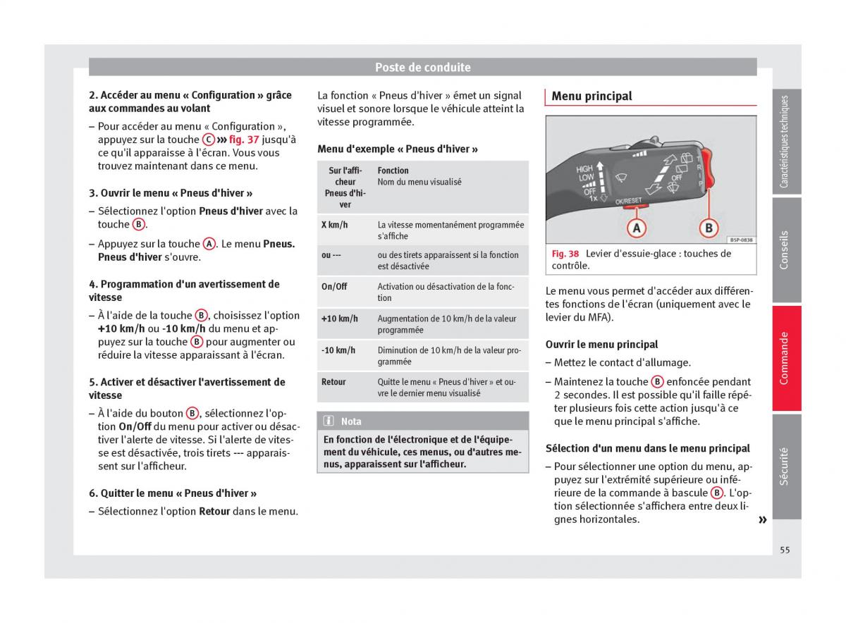 Seat Altea manuel du proprietaire / page 57