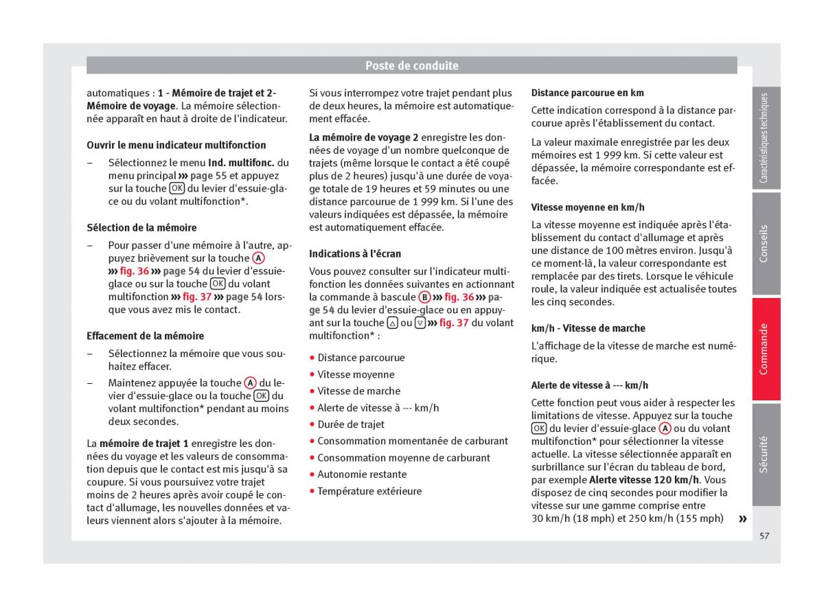 Seat Altea manuel du proprietaire / page 59