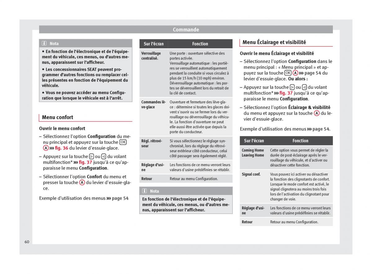 Seat Altea manuel du proprietaire / page 62