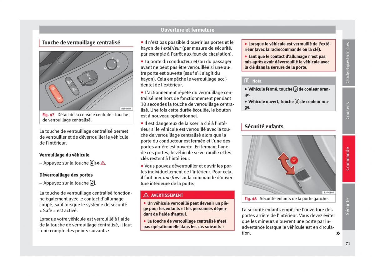 Seat Altea manuel du proprietaire / page 73