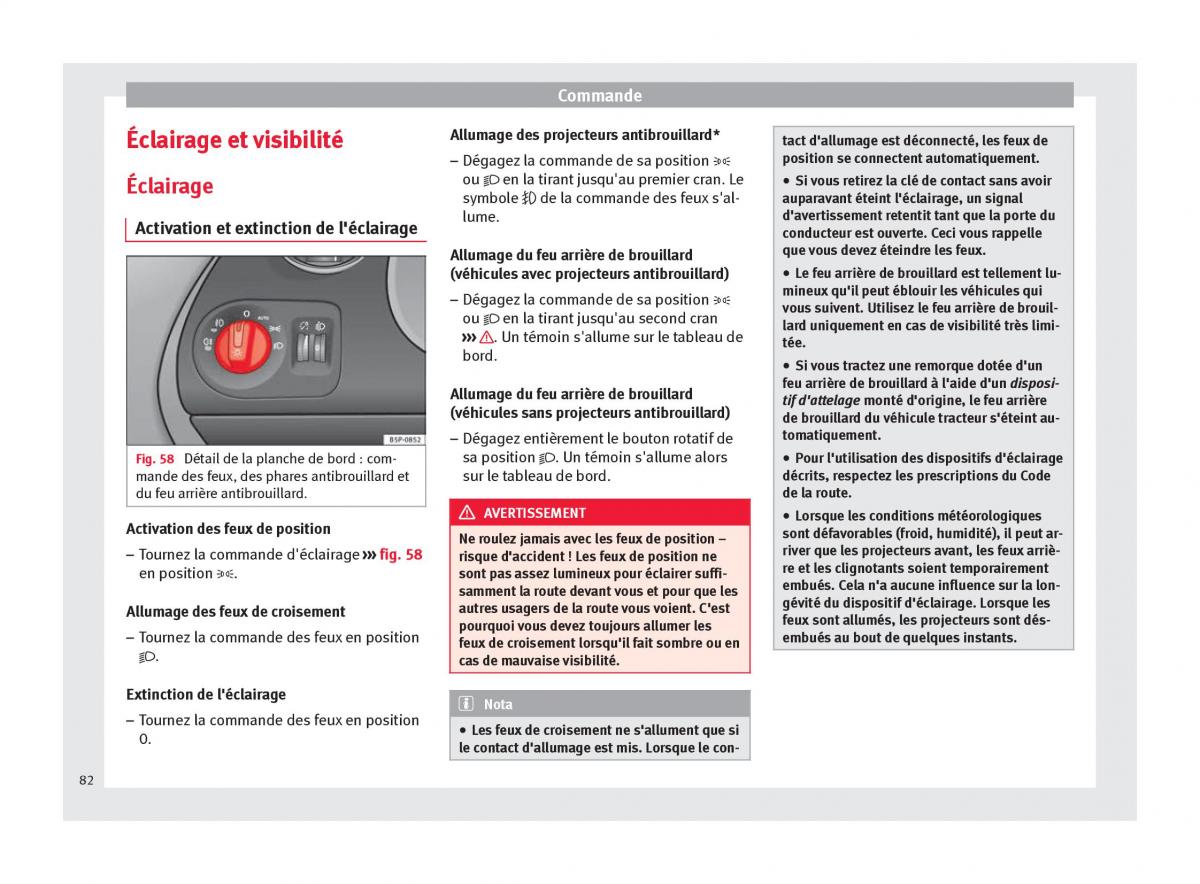 Seat Altea manuel du proprietaire / page 84