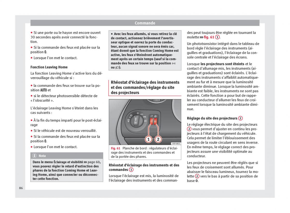 Seat Altea manuel du proprietaire / page 88