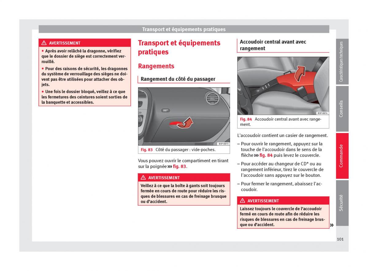 Seat Altea manuel du proprietaire / page 103