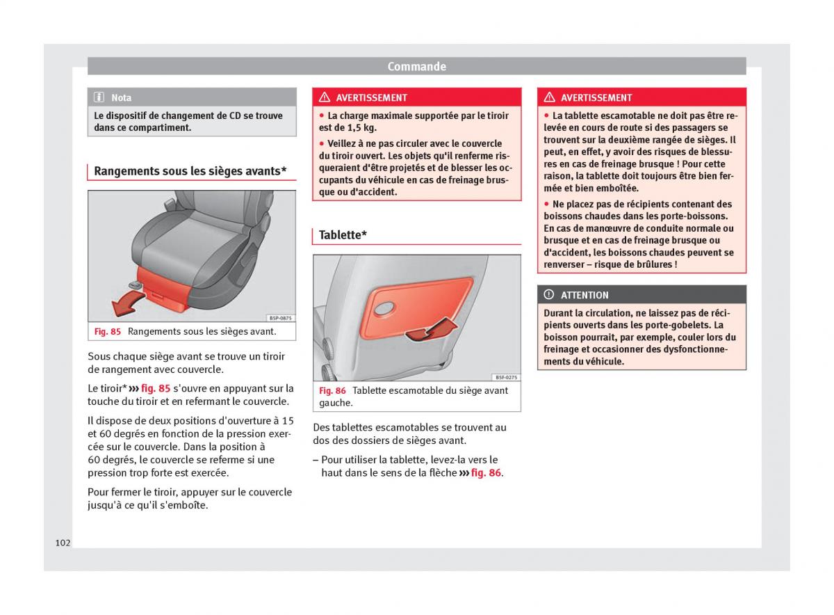 Seat Altea manuel du proprietaire / page 104