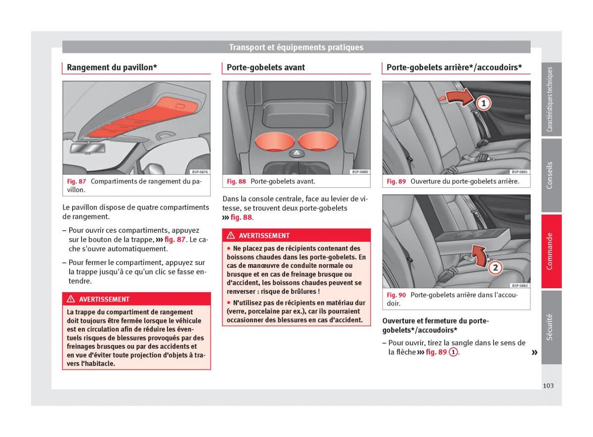 Seat Altea manuel du proprietaire / page 105