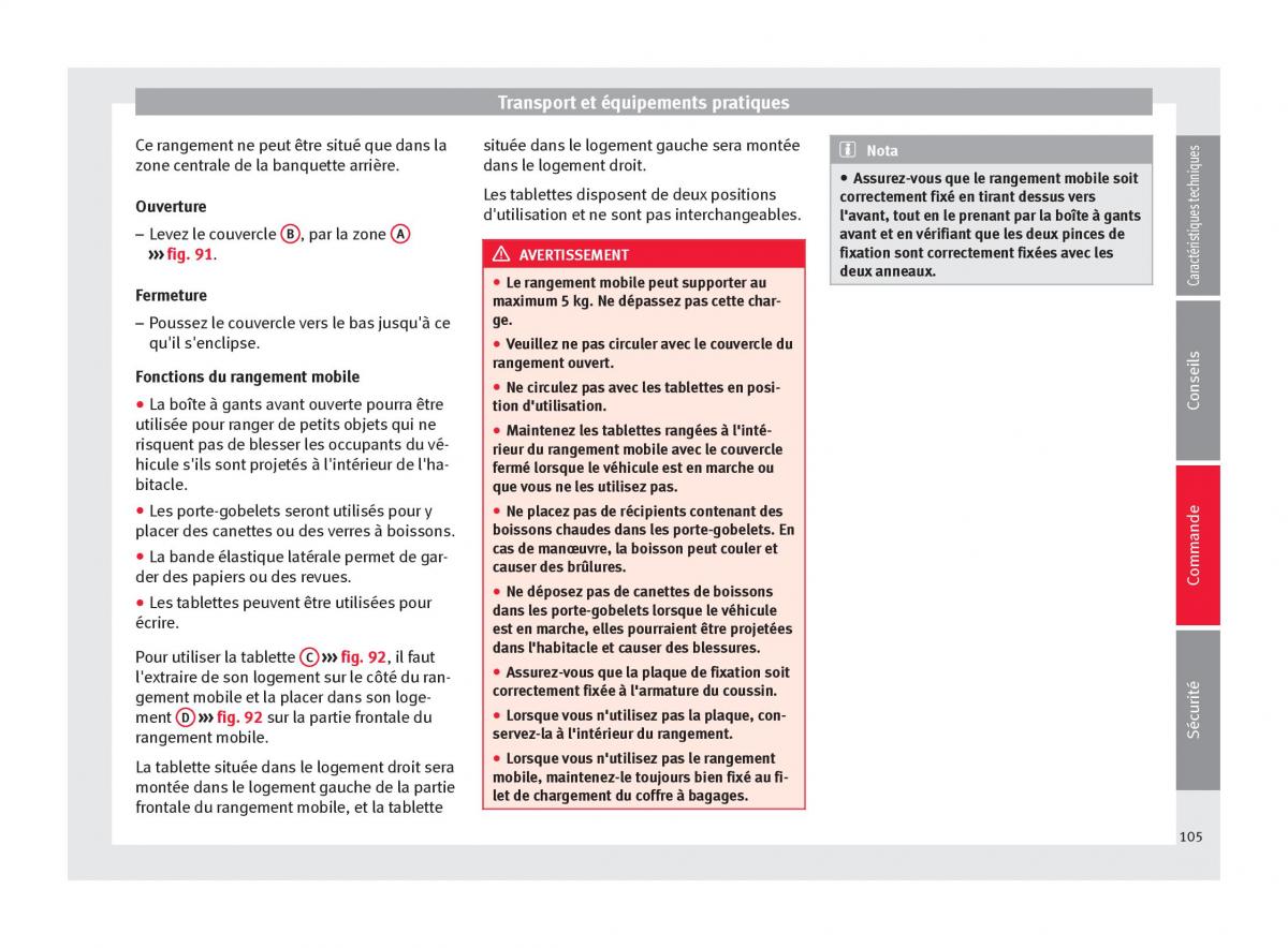 Seat Altea manuel du proprietaire / page 107