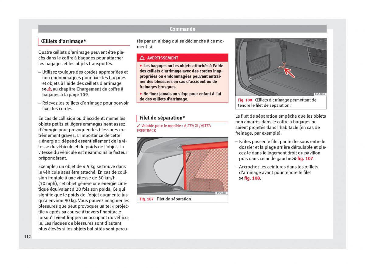 Seat Altea manuel du proprietaire / page 114