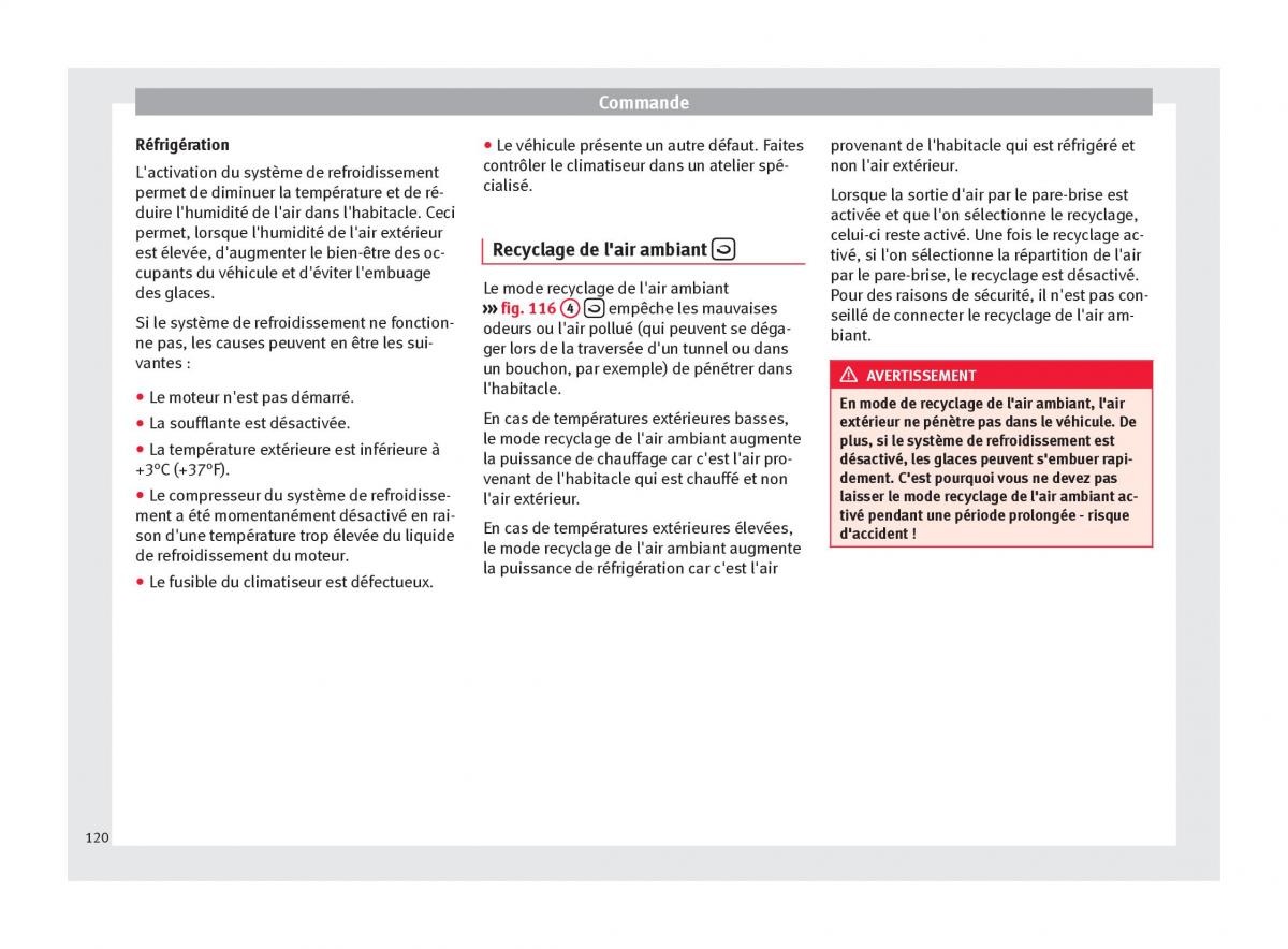 Seat Altea manuel du proprietaire / page 122