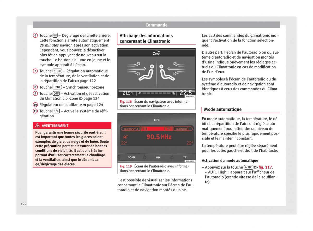 Seat Altea manuel du proprietaire / page 124