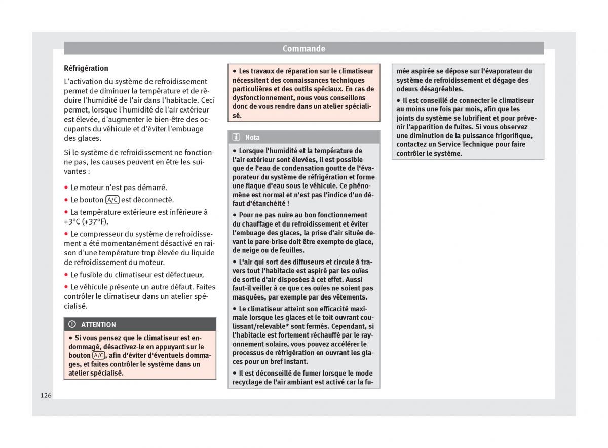 Seat Altea manuel du proprietaire / page 128