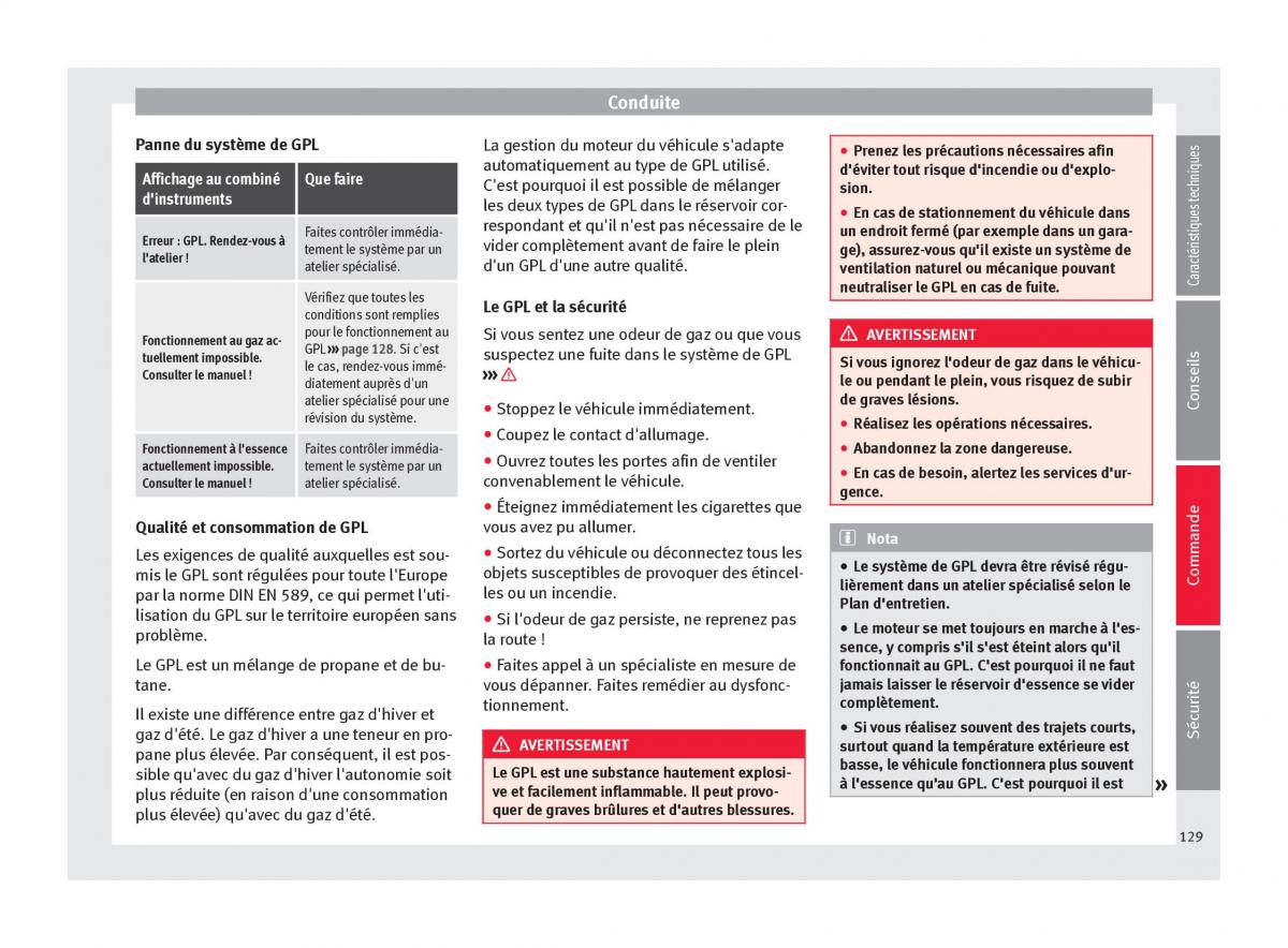 Seat Altea manuel du proprietaire / page 131