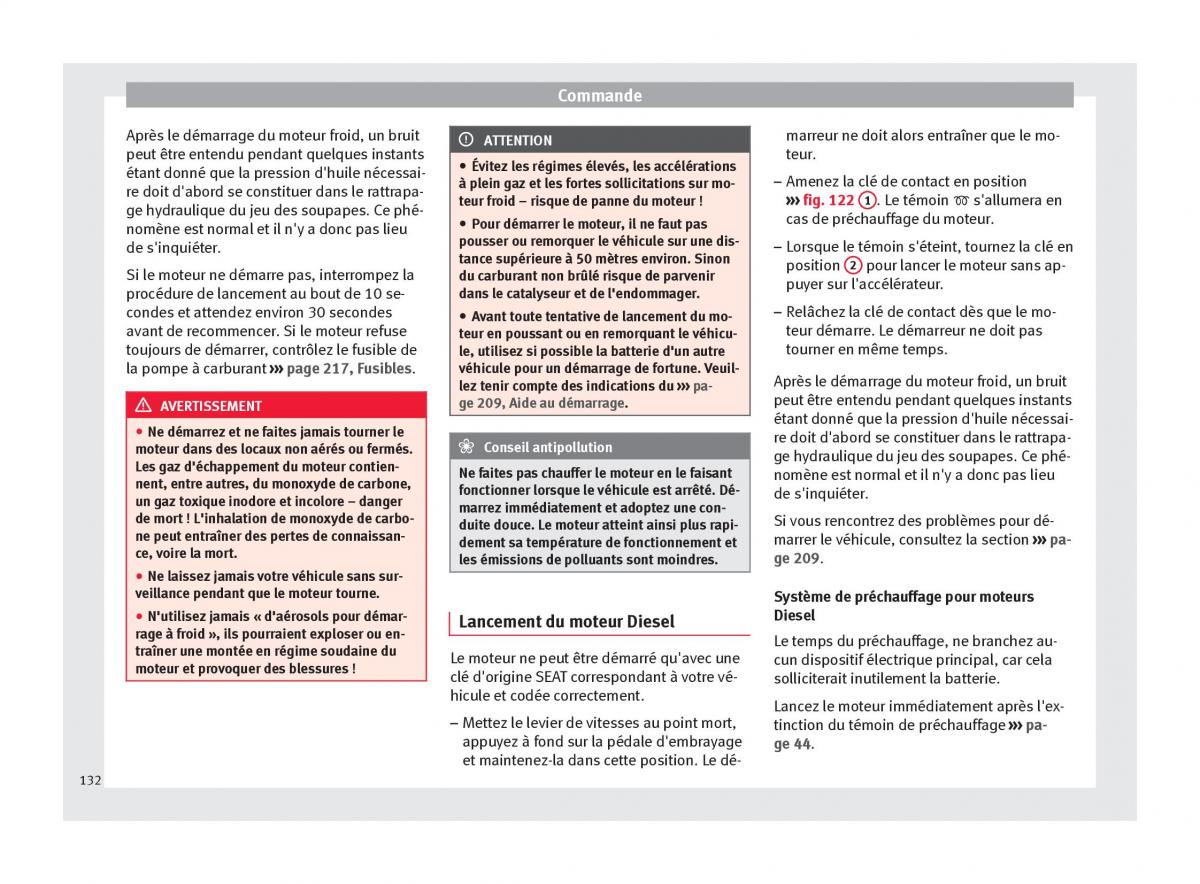 Seat Altea manuel du proprietaire / page 134