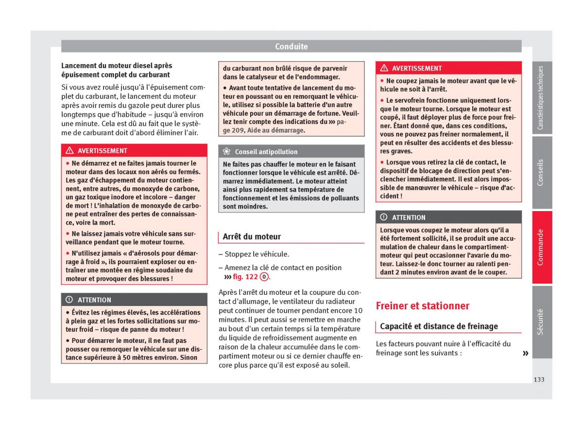 Seat Altea manuel du proprietaire / page 135