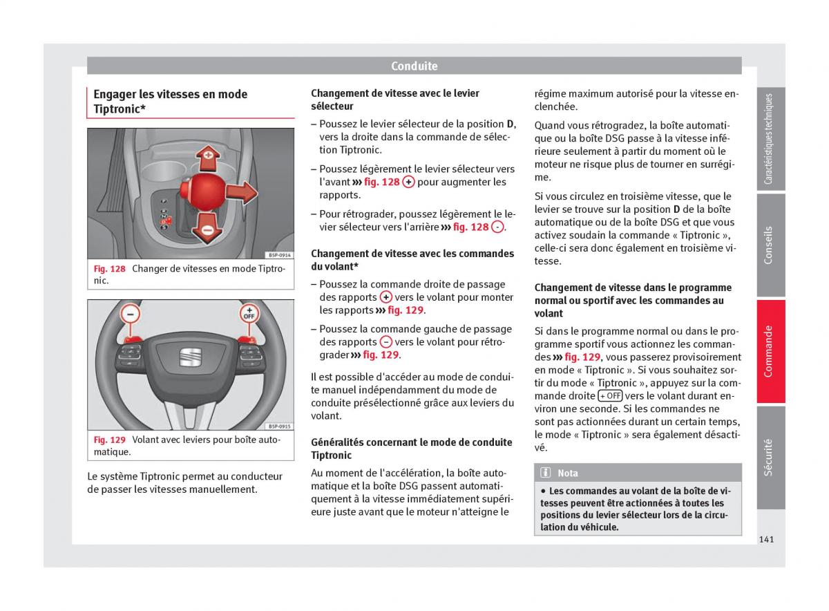 Seat Altea manuel du proprietaire / page 143