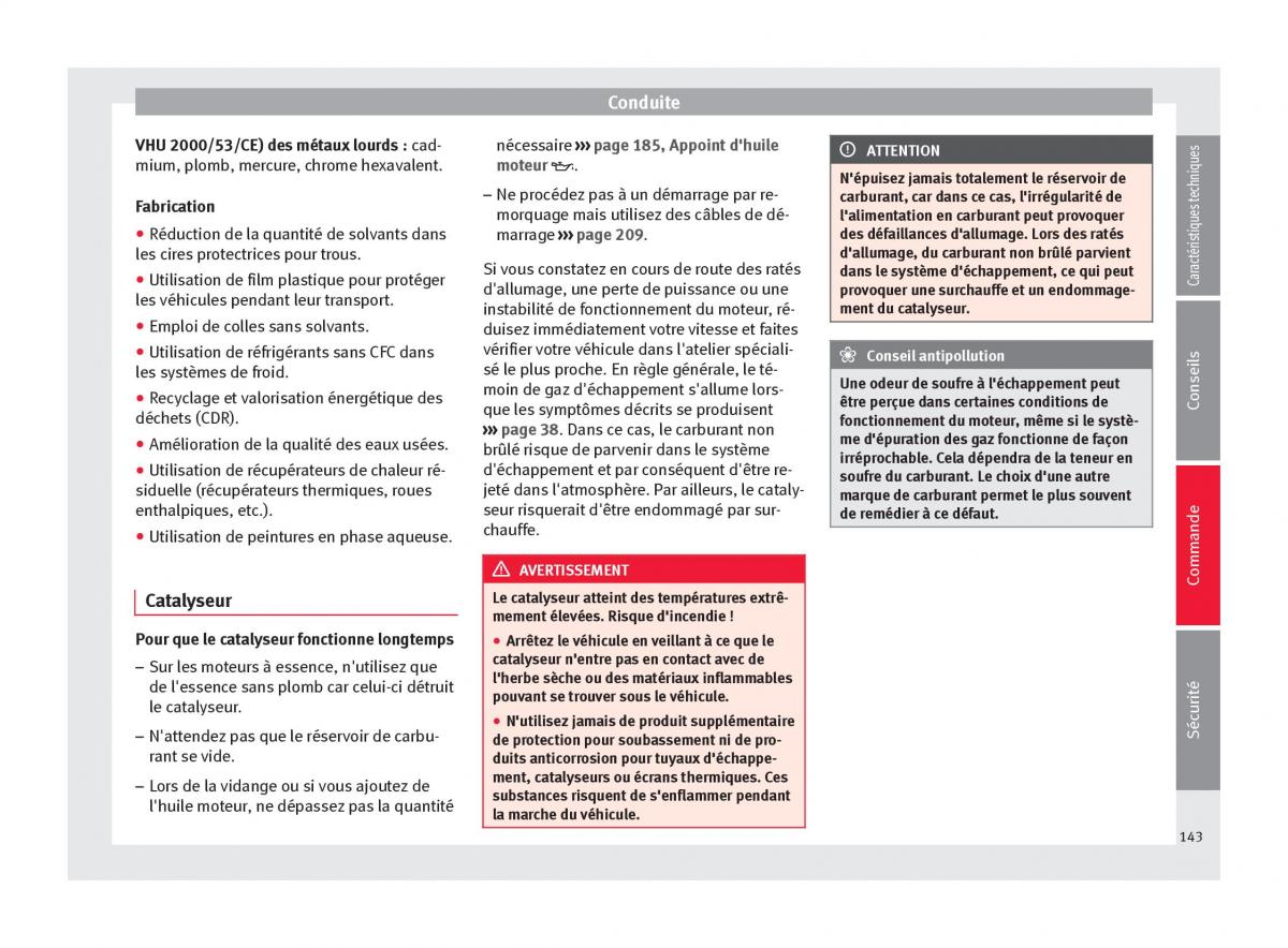 Seat Altea manuel du proprietaire / page 145