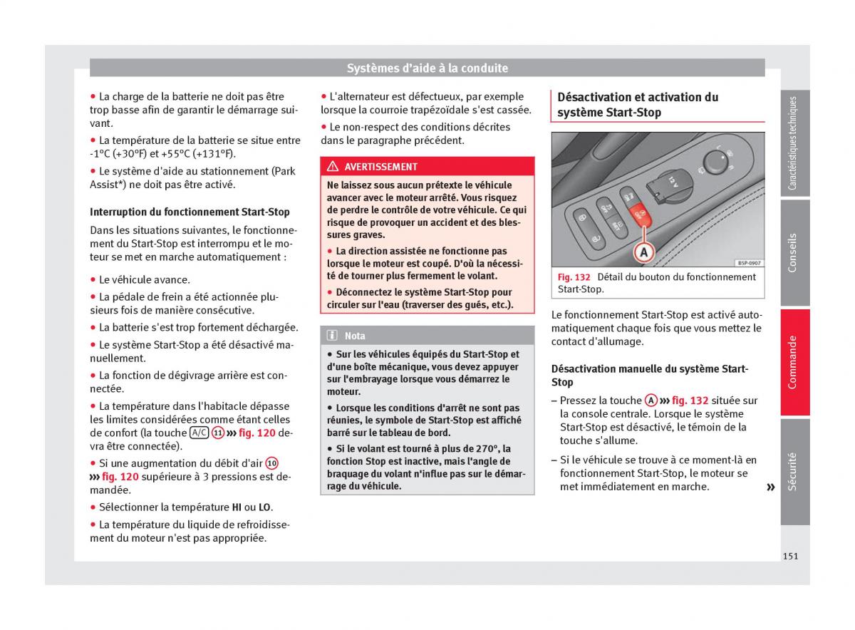 Seat Altea manuel du proprietaire / page 153