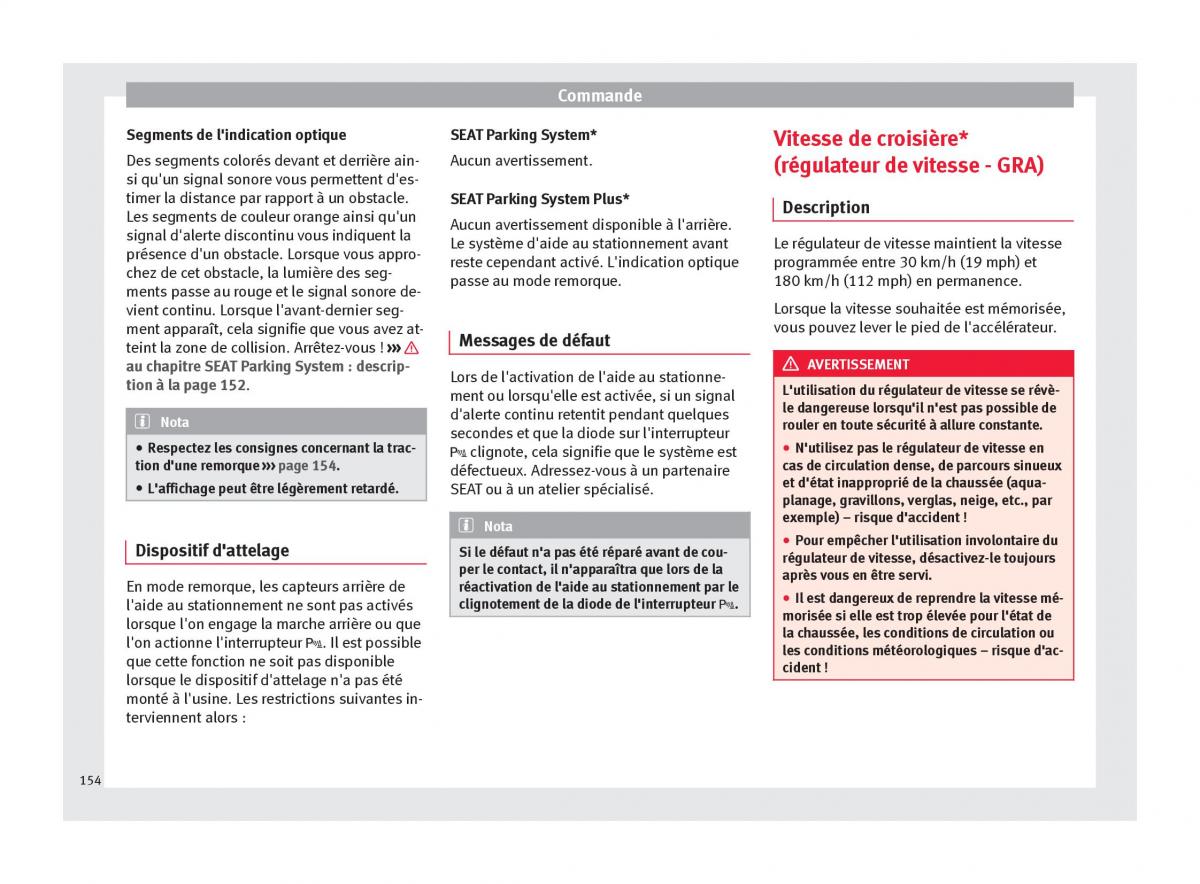 Seat Altea manuel du proprietaire / page 156