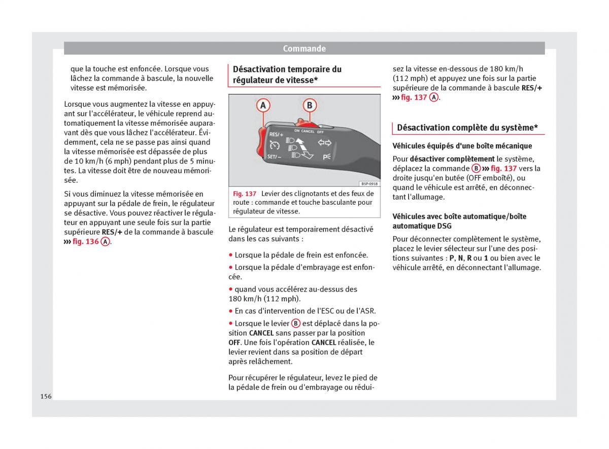 Seat Altea manuel du proprietaire / page 158