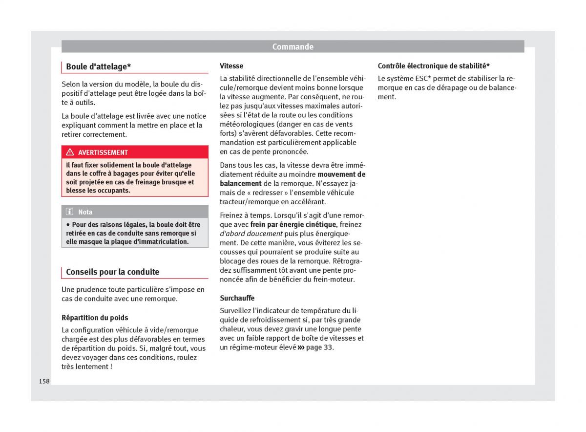 Seat Altea manuel du proprietaire / page 160