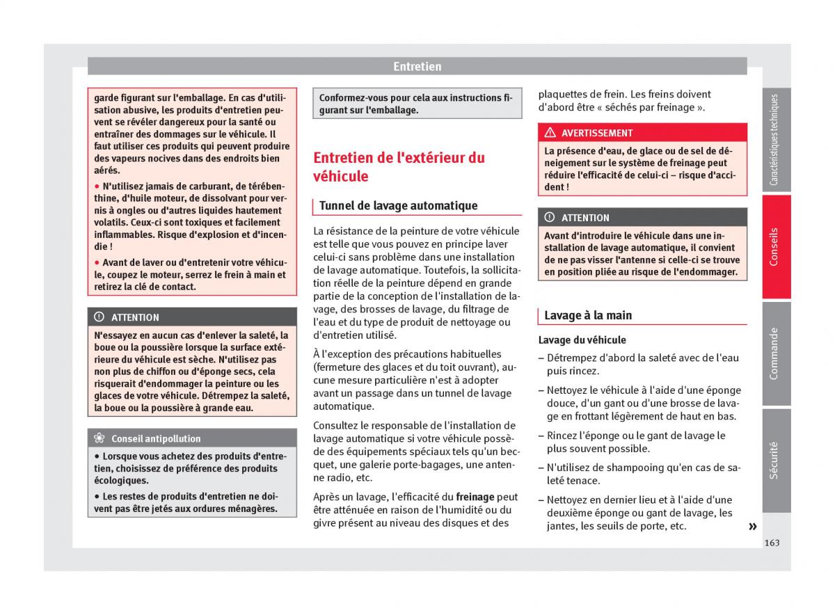 Seat Altea manuel du proprietaire / page 165