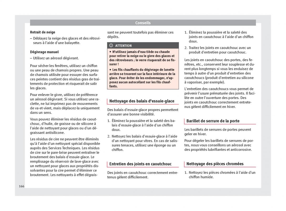 Seat Altea manuel du proprietaire / page 168