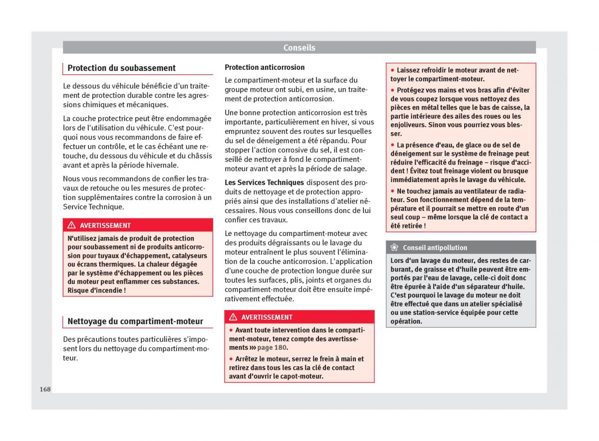 Seat Altea manuel du proprietaire / page 170