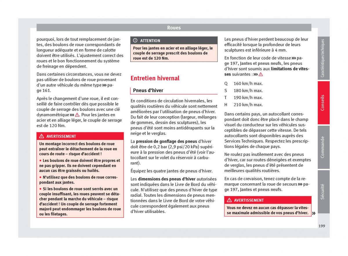 Seat Altea manuel du proprietaire / page 201