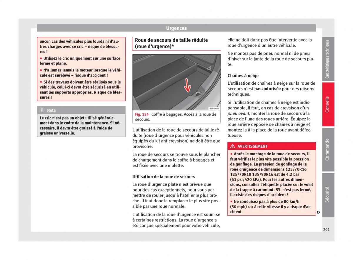 Seat Altea manuel du proprietaire / page 203