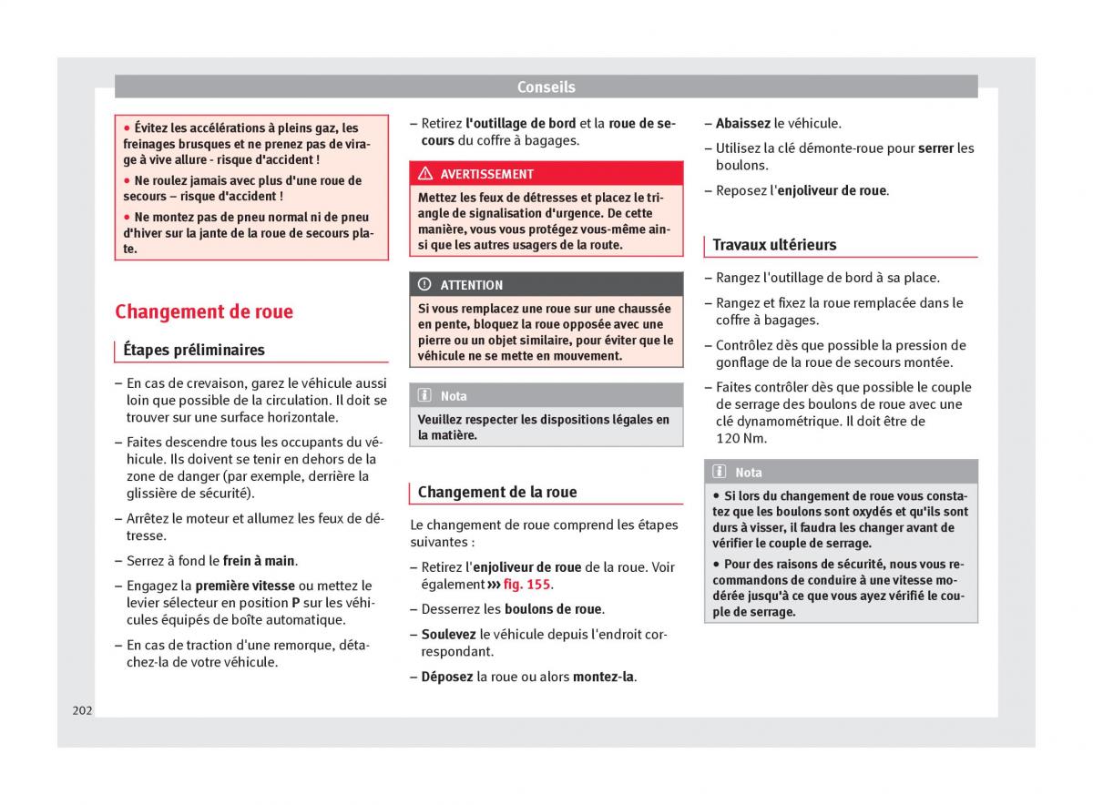 Seat Altea manuel du proprietaire / page 204