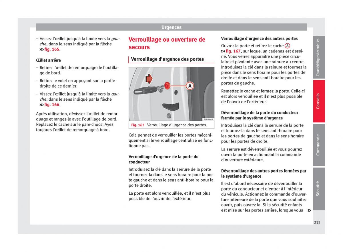 Seat Altea manuel du proprietaire / page 215