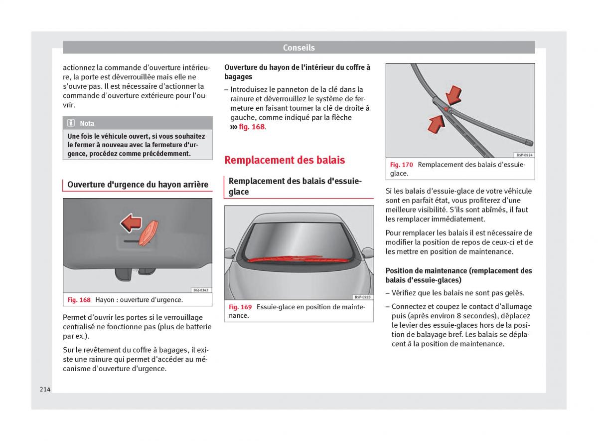 Seat Altea manuel du proprietaire / page 216