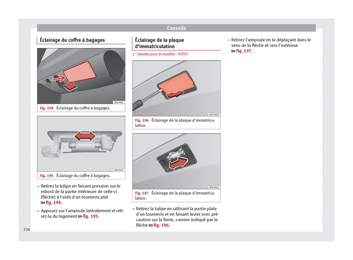 Seat Altea manuel du proprietaire / page 228