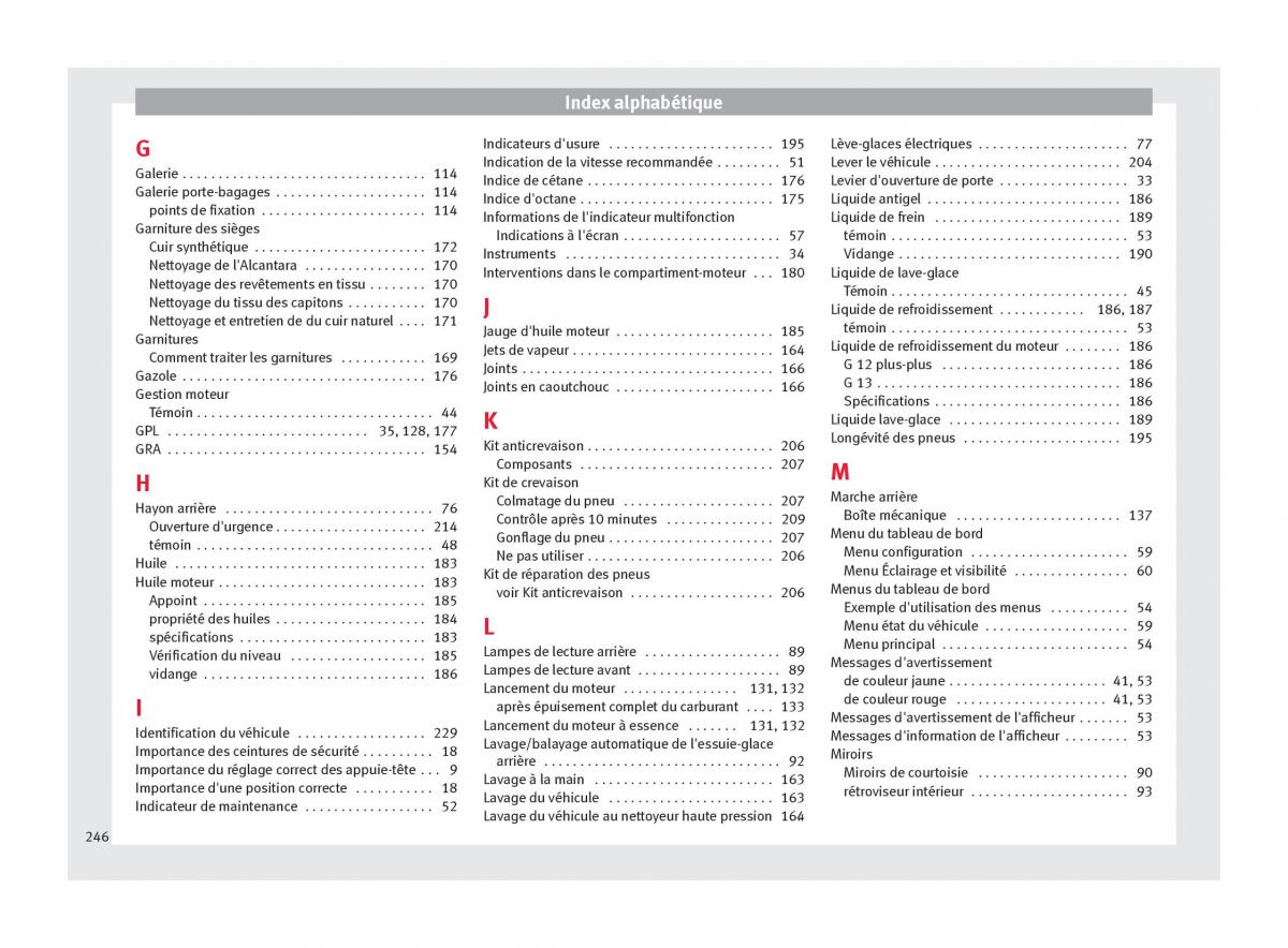 Seat Altea manuel du proprietaire / page 248