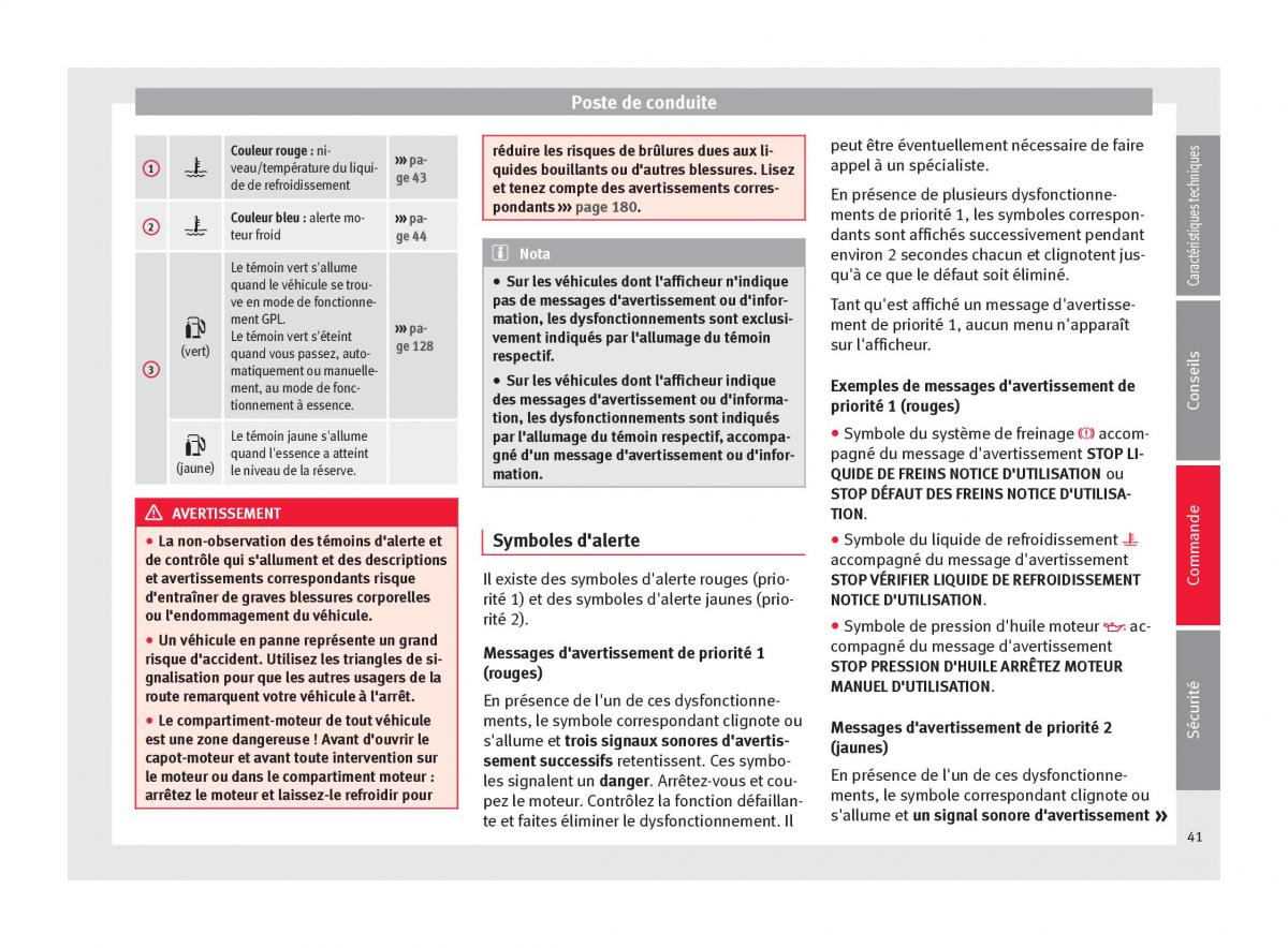 Seat Altea manuel du proprietaire / page 43