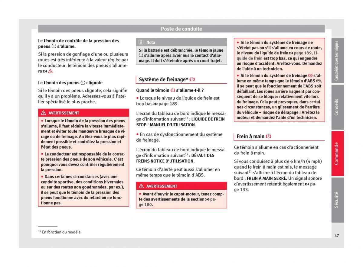 Seat Altea manuel du proprietaire / page 49