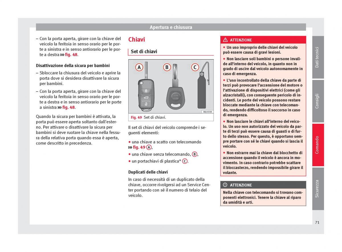 Seat Altea manuale del proprietario / page 73