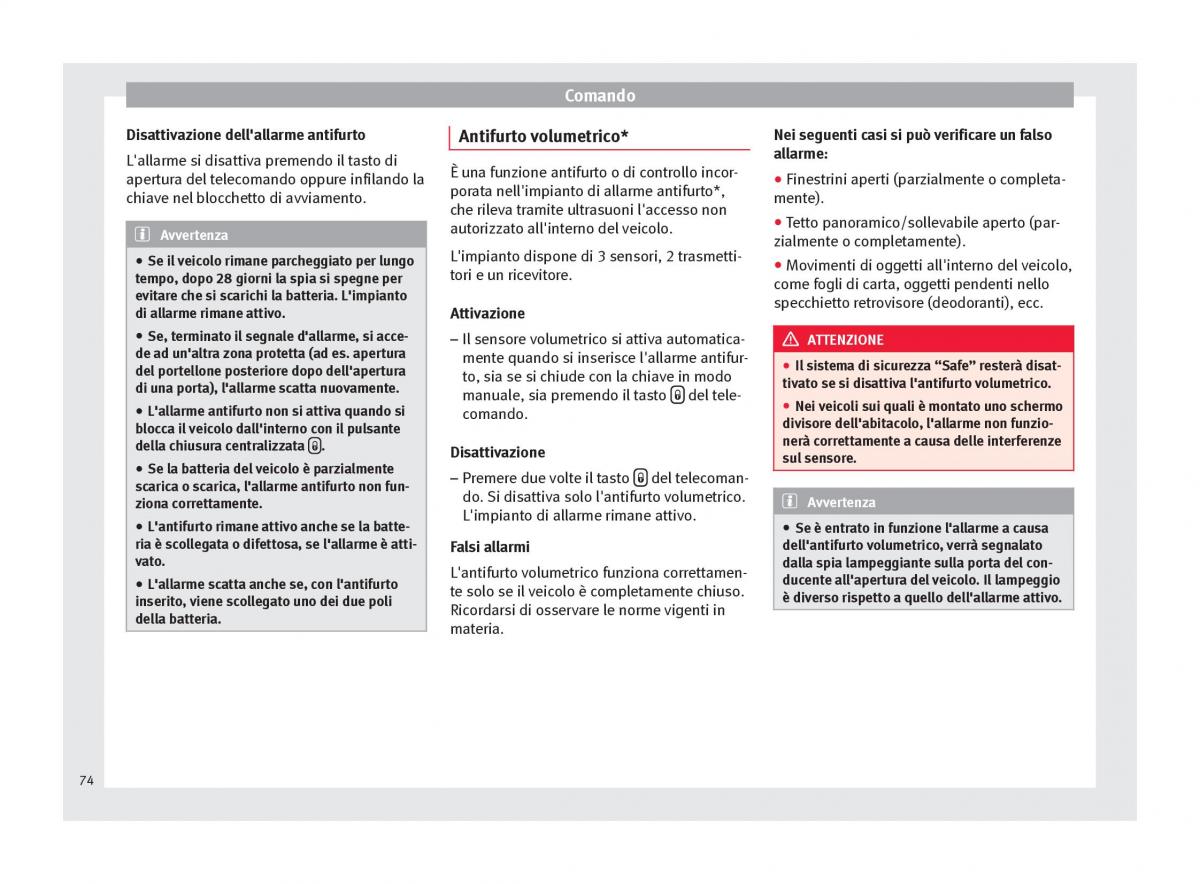 Seat Altea manuale del proprietario / page 76