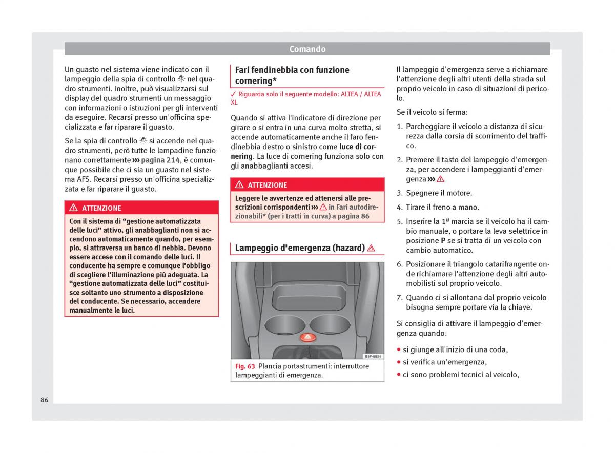 Seat Altea manuale del proprietario / page 88